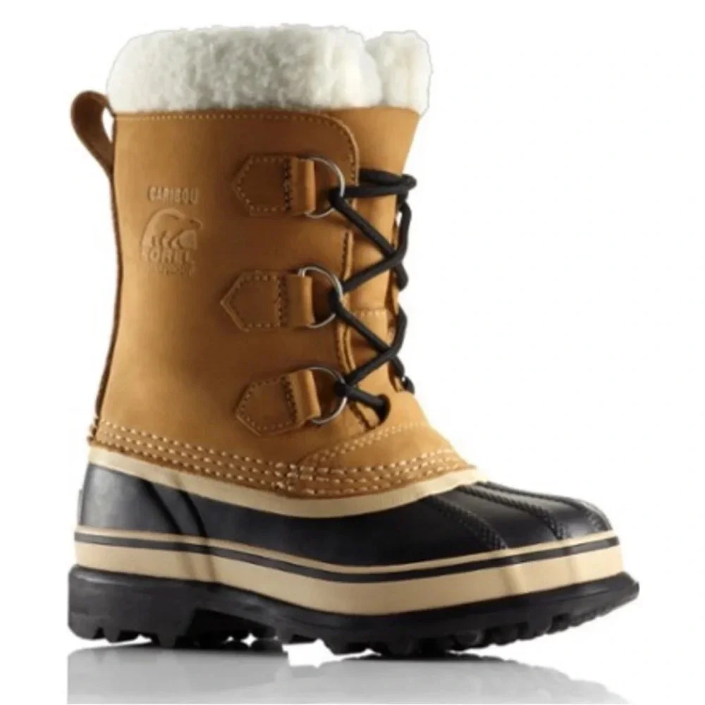 Sorel Kids Size 1 Caribou Waterproof Snow Boots NWT Buff Tan 2